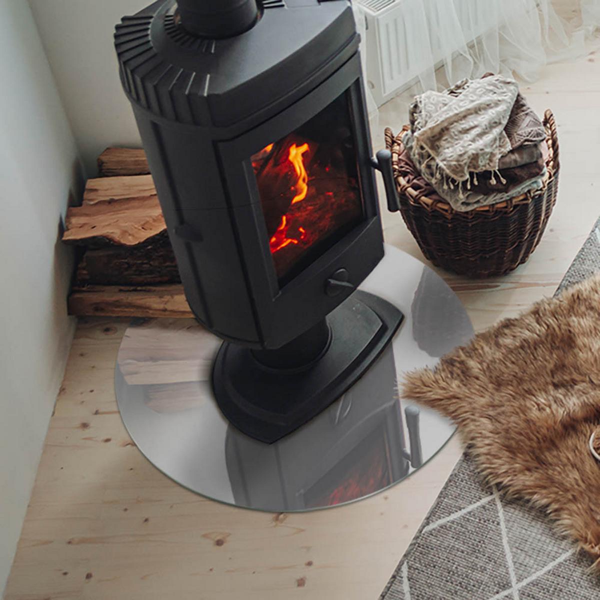 GLASPLATTE für Kamin Ø 60 cm - Grau, Glas (60/60/0.4cm) - TULUP
