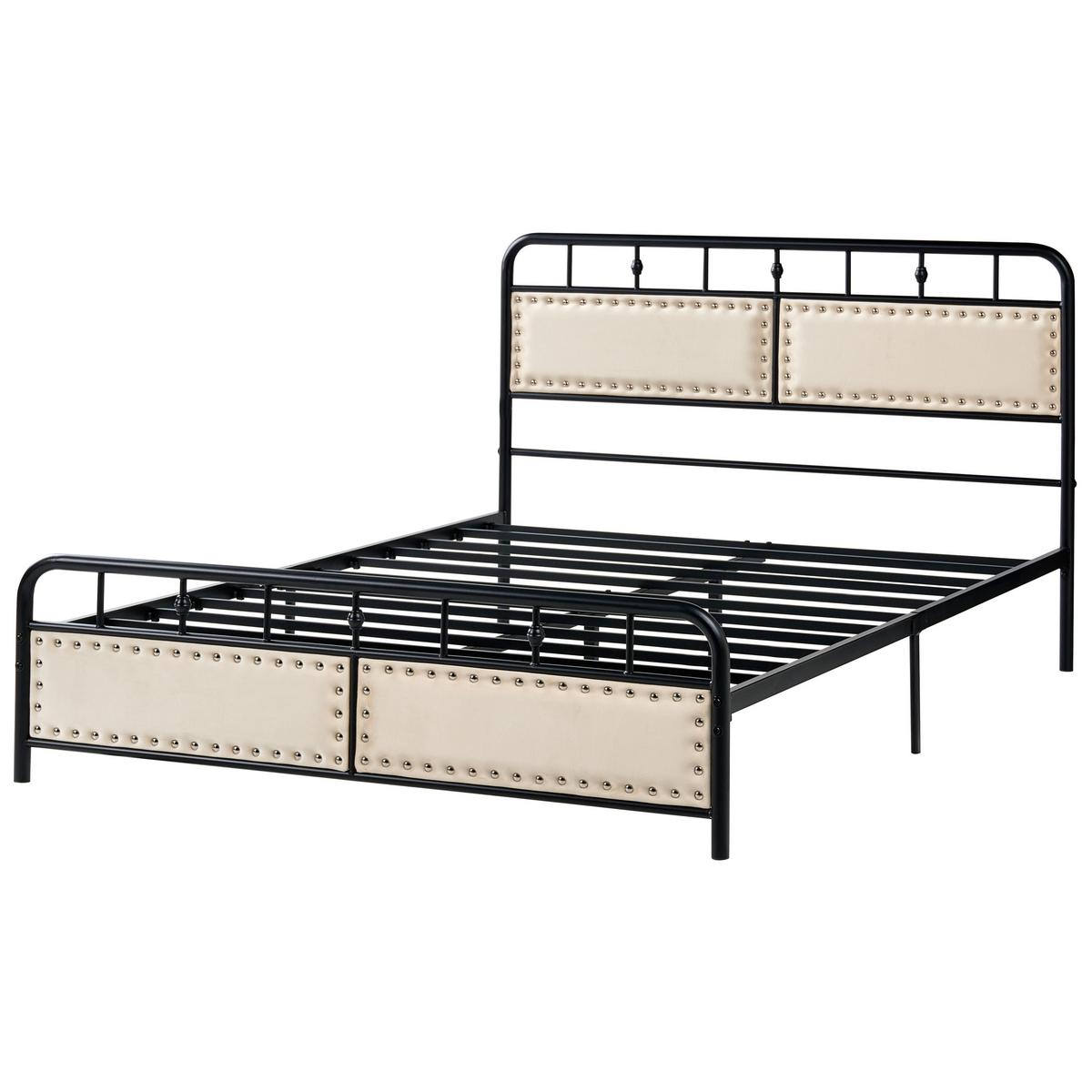 BETT mit Lattenrost 140/200 cm Eisen Schwarz Breuillet - Schwarz, Metall (140/200cm) - Beliani