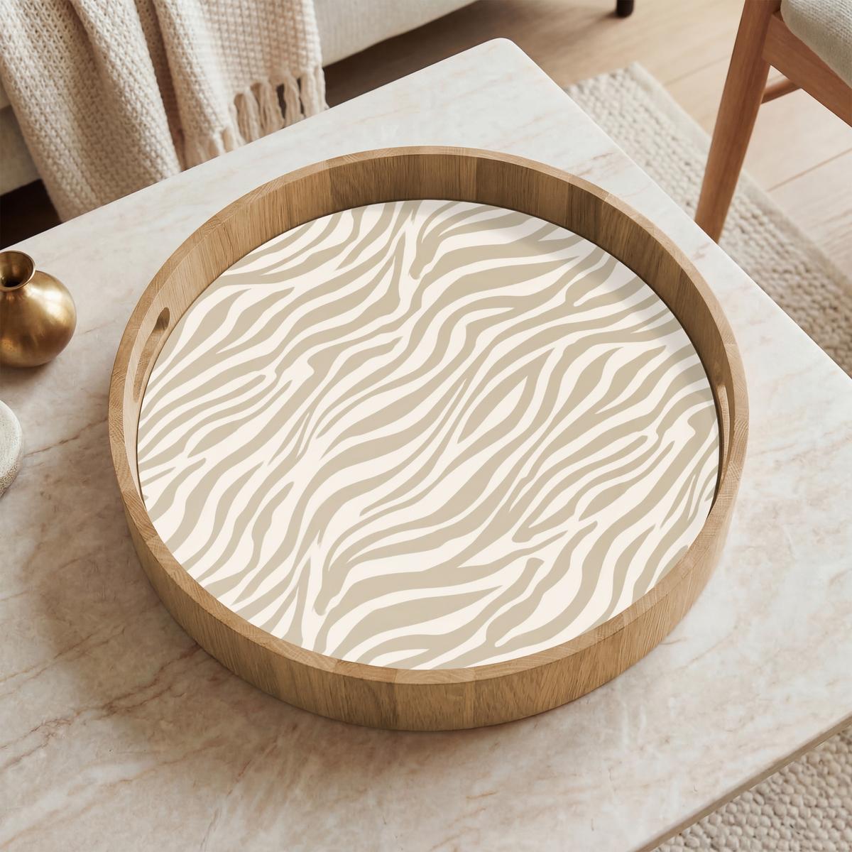 TABLETT Zebra - Muster - Beige 40x40 cm - Beige, Holz (40/5/5cm) - OnlyWow