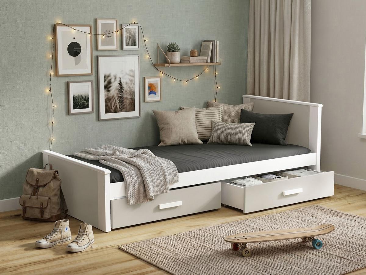 JUGENDBETT Aldo - Kaschmir/Weiß, Holz (90/200cm) - MIRJAN24