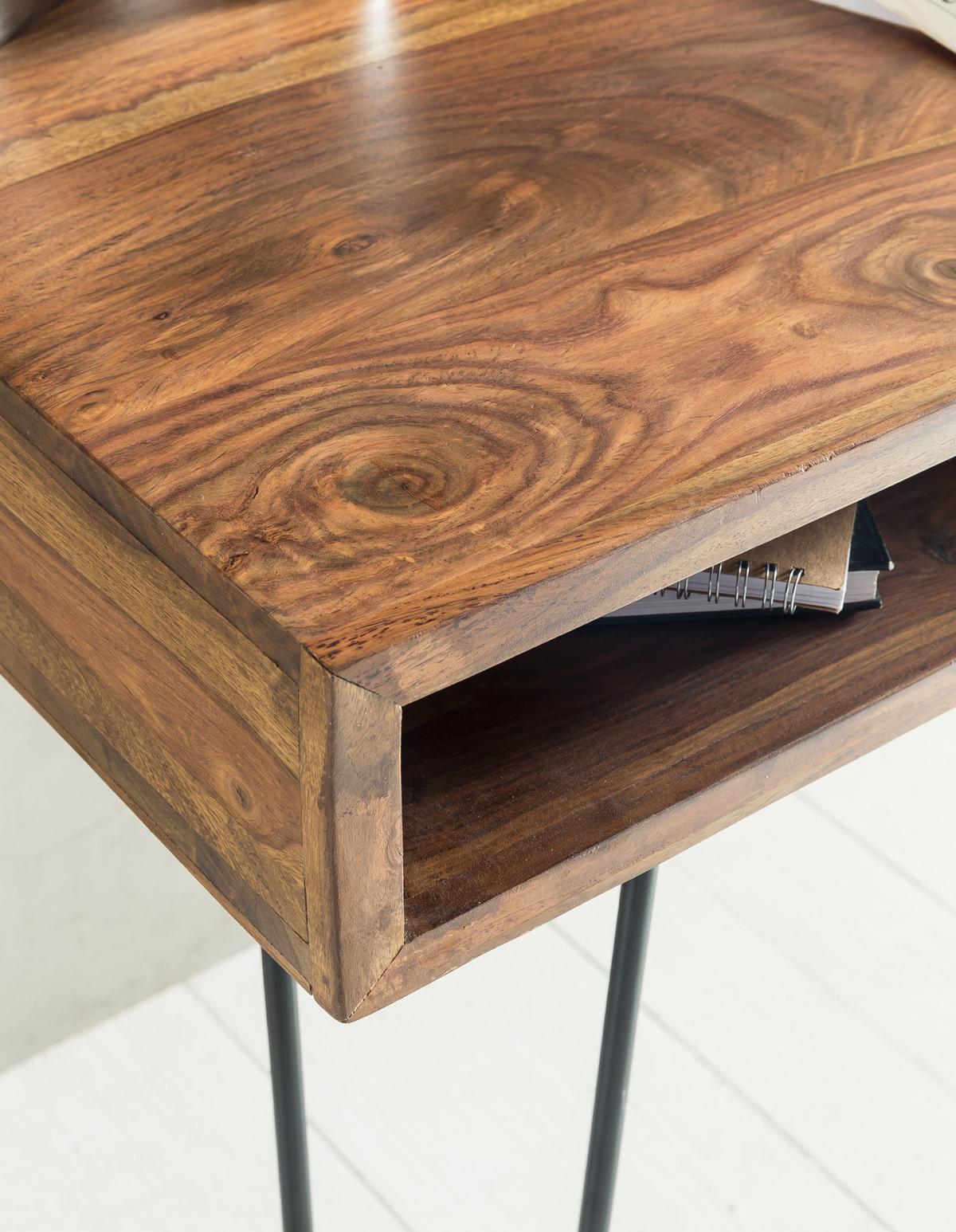 SCHREIBTISCH – Massivholz, Industrial Retro, große Platte, Haarnadelbeine - Schwarz/Braun, Holz/Metall (60/110/76cm) - KADIMA DESIGN