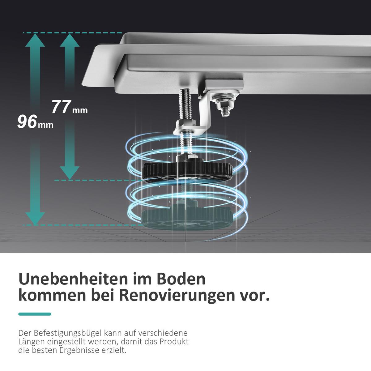DUSCHRINNE Edelstahl Dusche & Bad 70/11 cm - Chromfarben, Metall (11/9/70cm) - EMKE