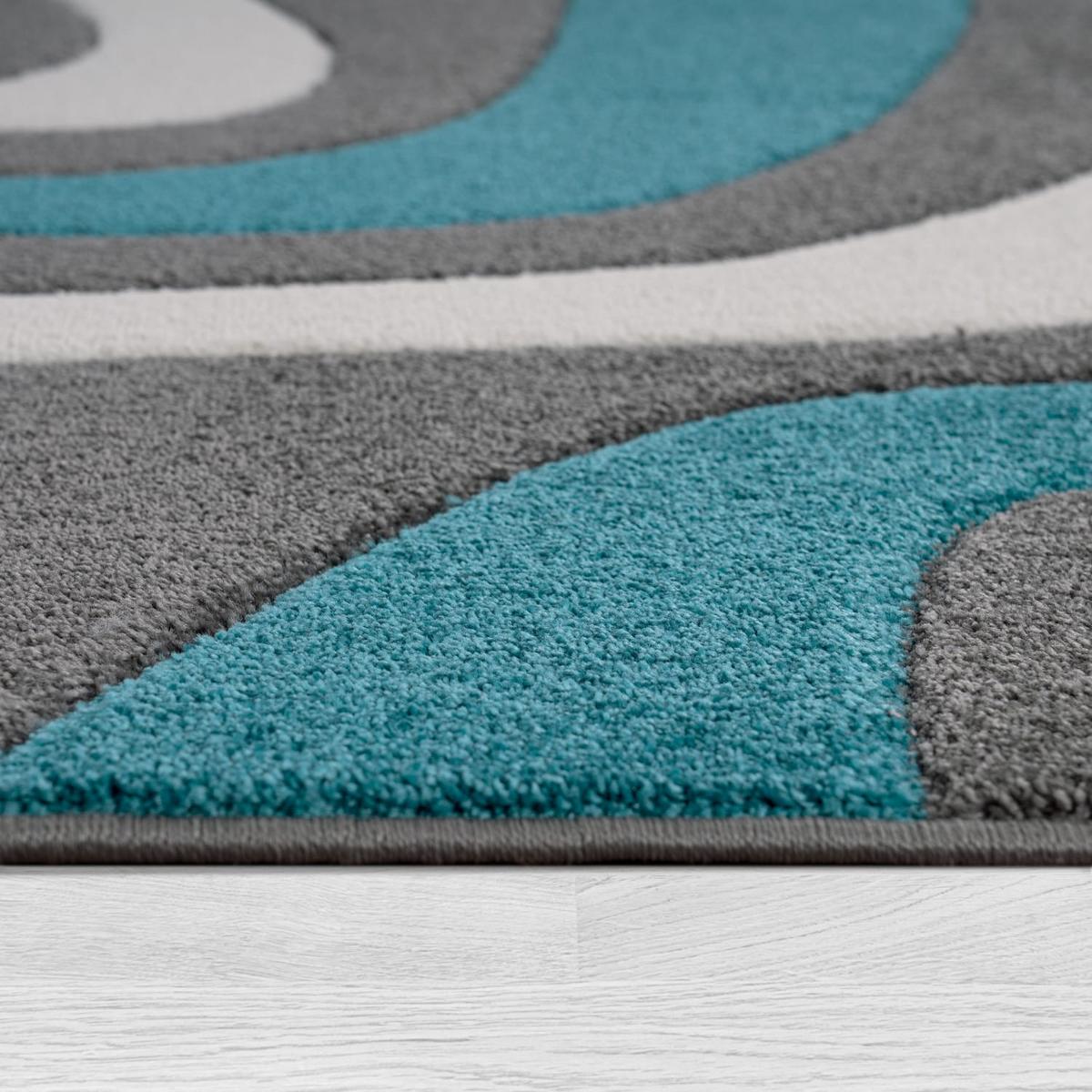 KURZFLORTEPPICH, abstrakt, aus Polypropylen, Türkis, 80 x 150 cm - Blau, Textil (80/150cm) - KADIMA DESIGN