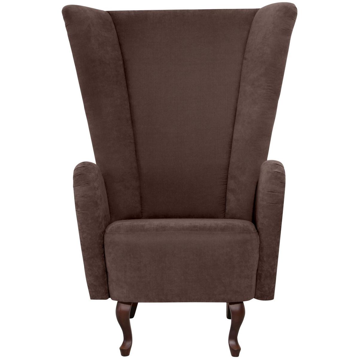 HOCHLEHNSESSEL Kailey Bezug Velourstoff Buche nussbaum dunkel / braun - Braun, Kunststoff (96/122/89cm) - 58aufmkessel
