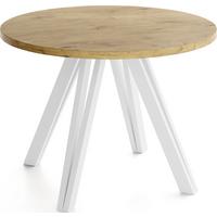 ESSTISCH Ravero runder ausziehbarer, Eiche Hell Braun 100/100/77 cm - Eichefarben/Weiß, Holz/Holzwerkstoff (100/100/76.5cm) - WFL GROUP