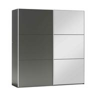 SCHWEBETÜRENSCHRANK IVERN 200/215/65 cm 2-türig mit Spiegel Graphitfarben - Graphitfarben, Holzwerkstoff (200/215/65cm) - MASSENO
