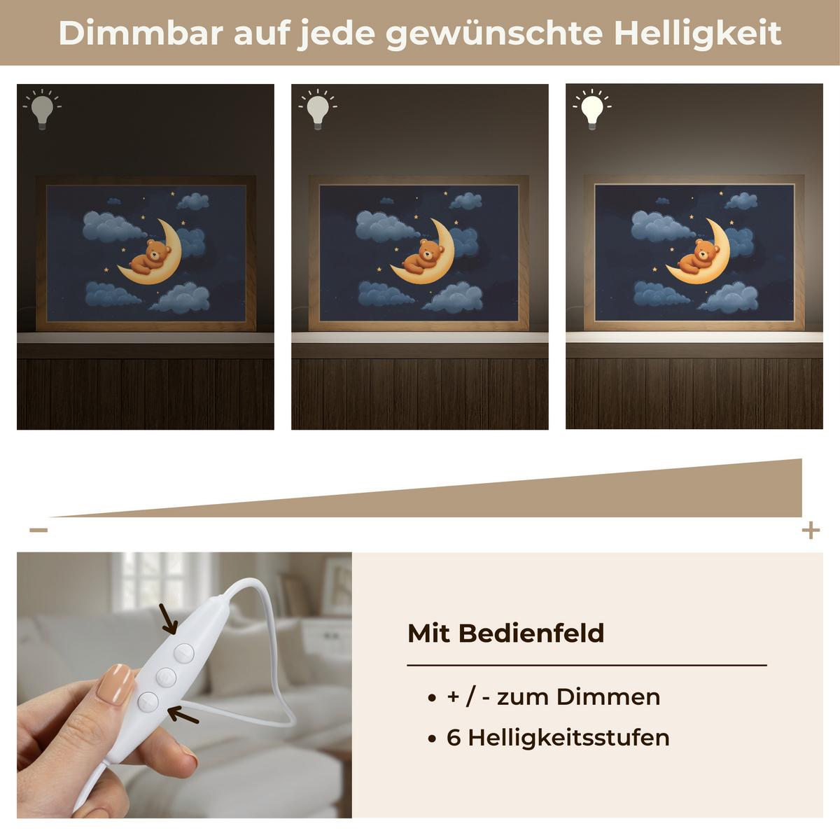 WANDLEUCHTE Teddybär - Mond - Wolken - Sterne 30x20 cm - Dunkelblau, Holzwerkstoff (30/20/8cm) - OnlyWow