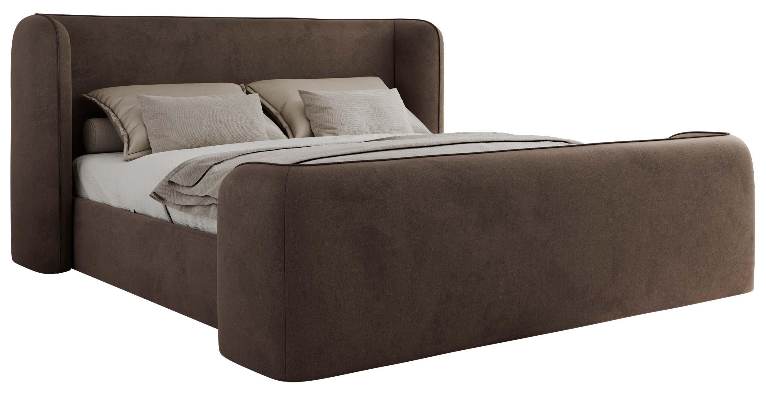 POLSTERBETT EMORA CLASSIC DUO 140/200 - Braun Velvet - ohne Matratze - Braun, Textil (140/200cm) - MKS