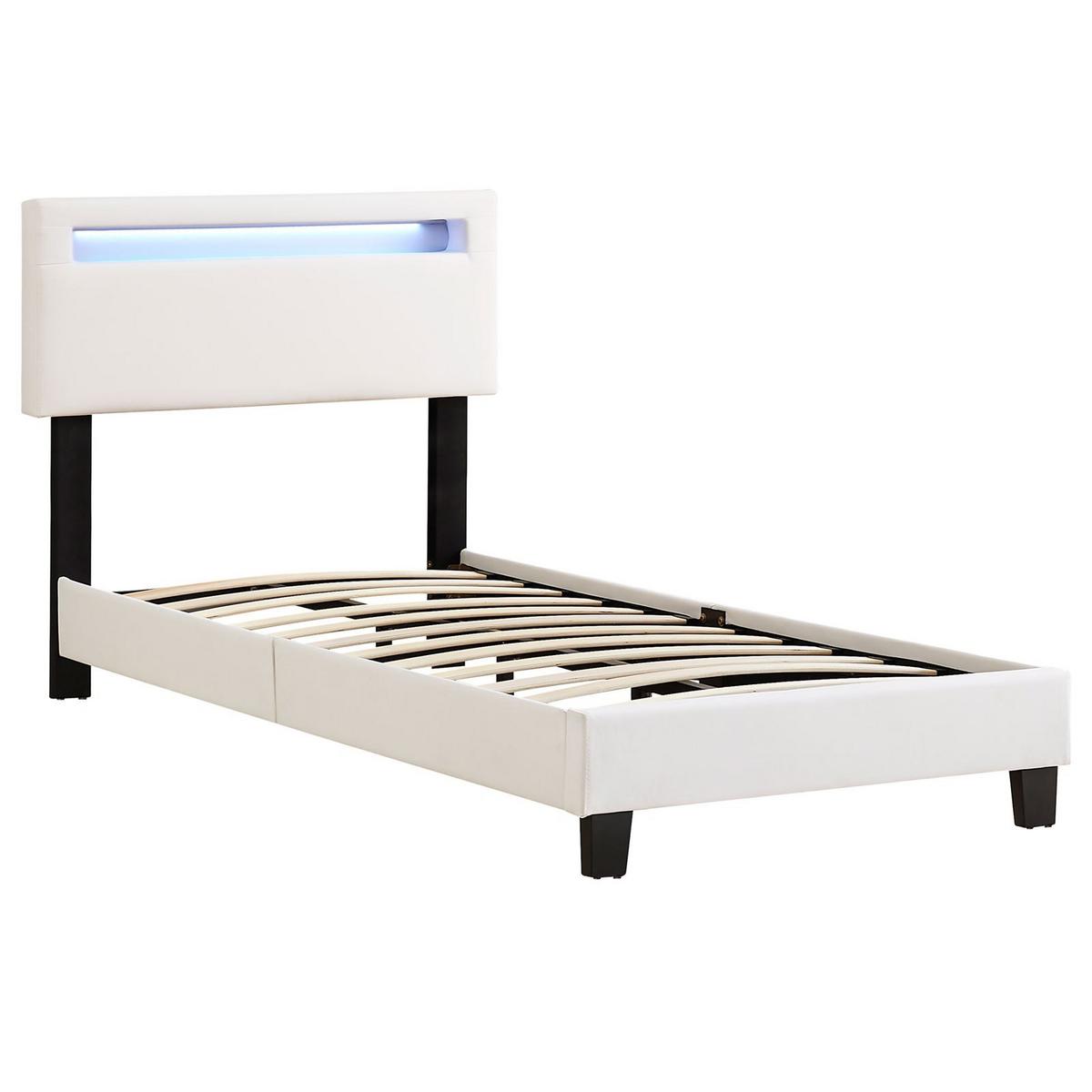 POLSTERBETT MIT LED BENITO 90X200 CM - Weiß, Textil (90/200cm) - CARO-Möbel