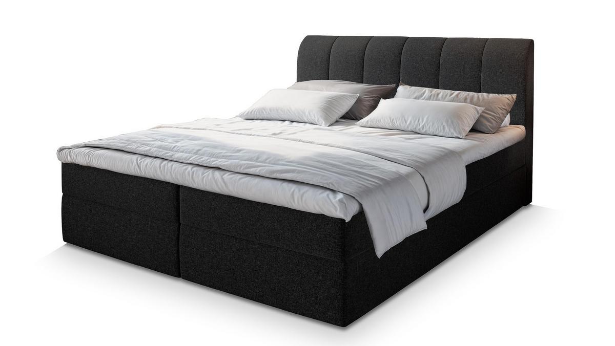 BOXBETT CEVANO 180x200 cm mit Matratze und Topper - Schwarz - Schwarz, Holz (180/200cm) - MASSENO