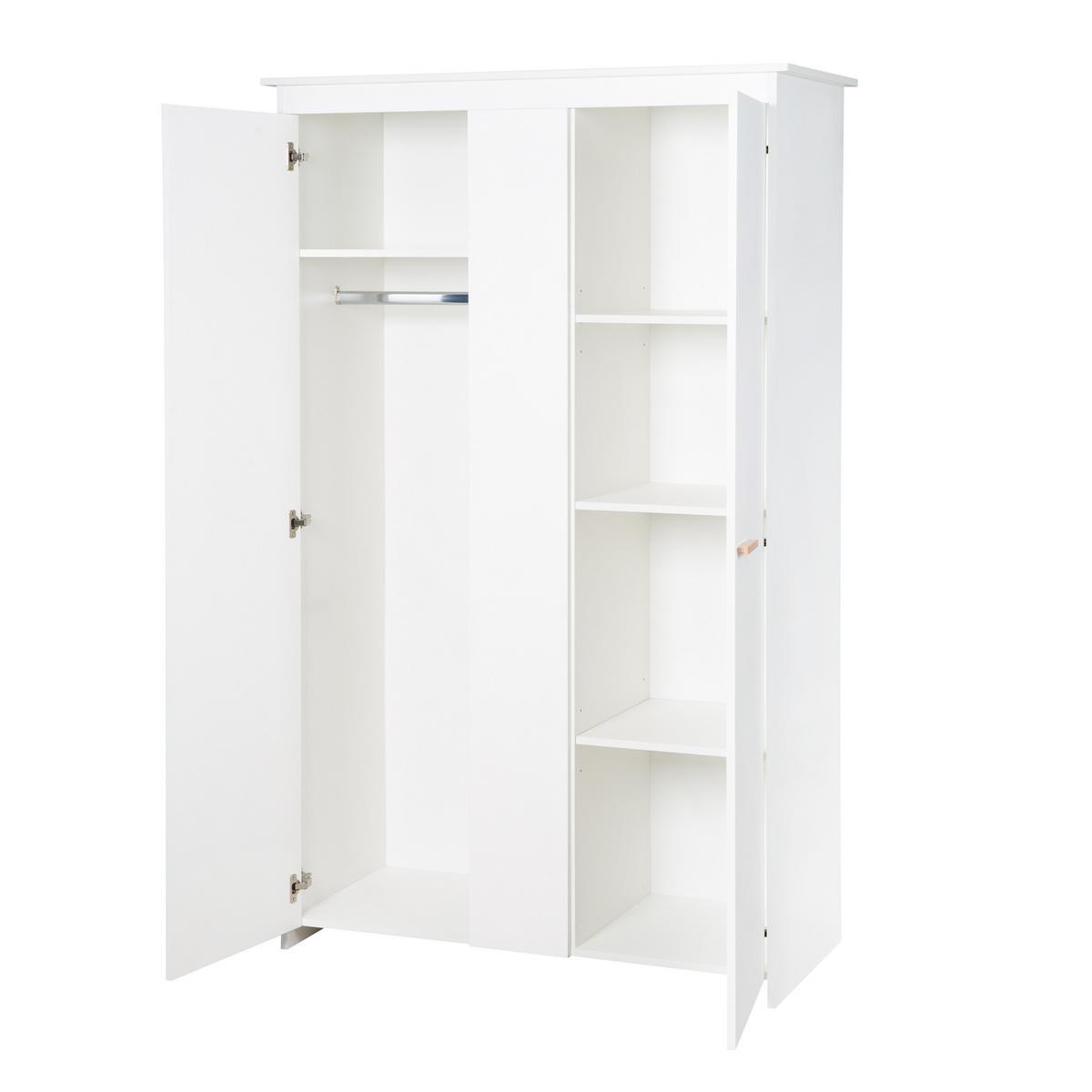 KLEIDERSCHRANK Anton - Weiß, Holz/Holzwerkstoff (119/190/52cm) - Roba