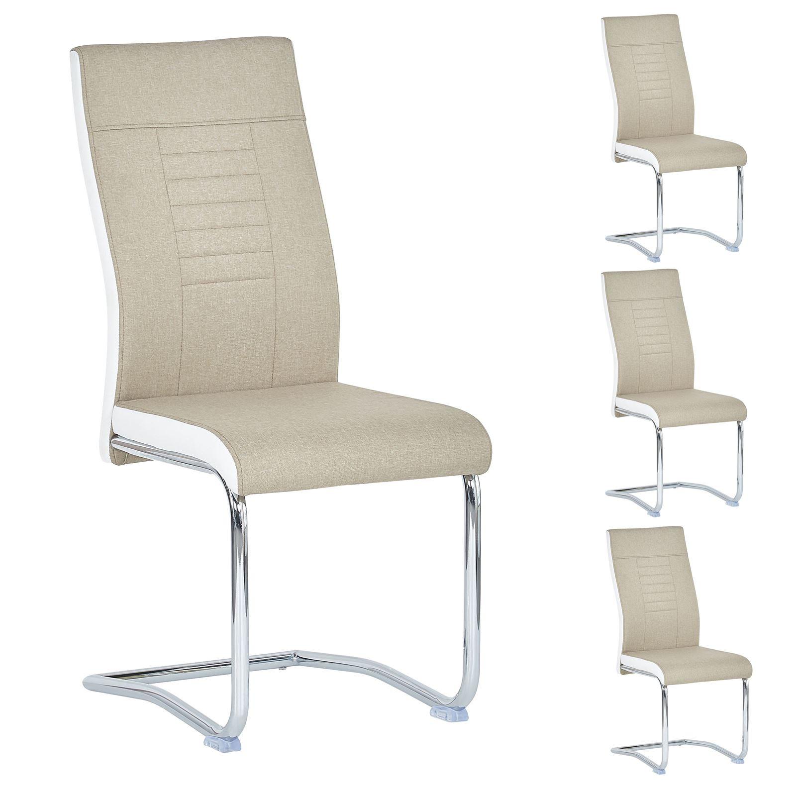 ESSZIMMERSTUHL ALBA 4er-Set beige/weiß - Beige/Weiß, Textil (43/98/57cm) - CARO-Möbel
