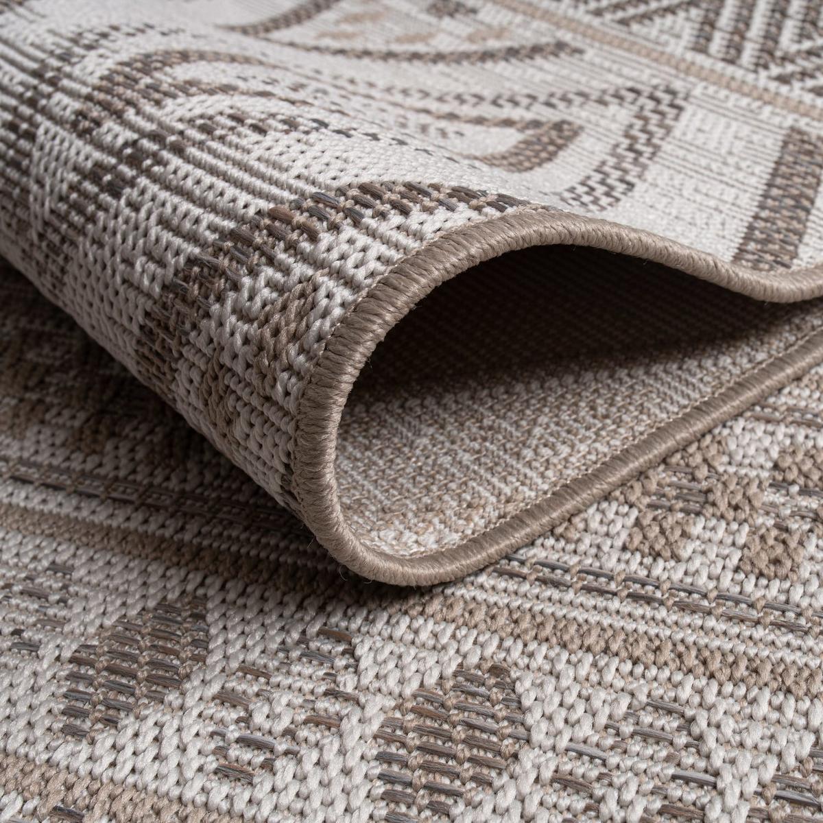 FLACHWEBTEPPICH, mit Rautenmuster, aus Polypropylen, Beige, 133 x 190 cm - Beige, Textil (190/133cm) - KADIMA DESIGN