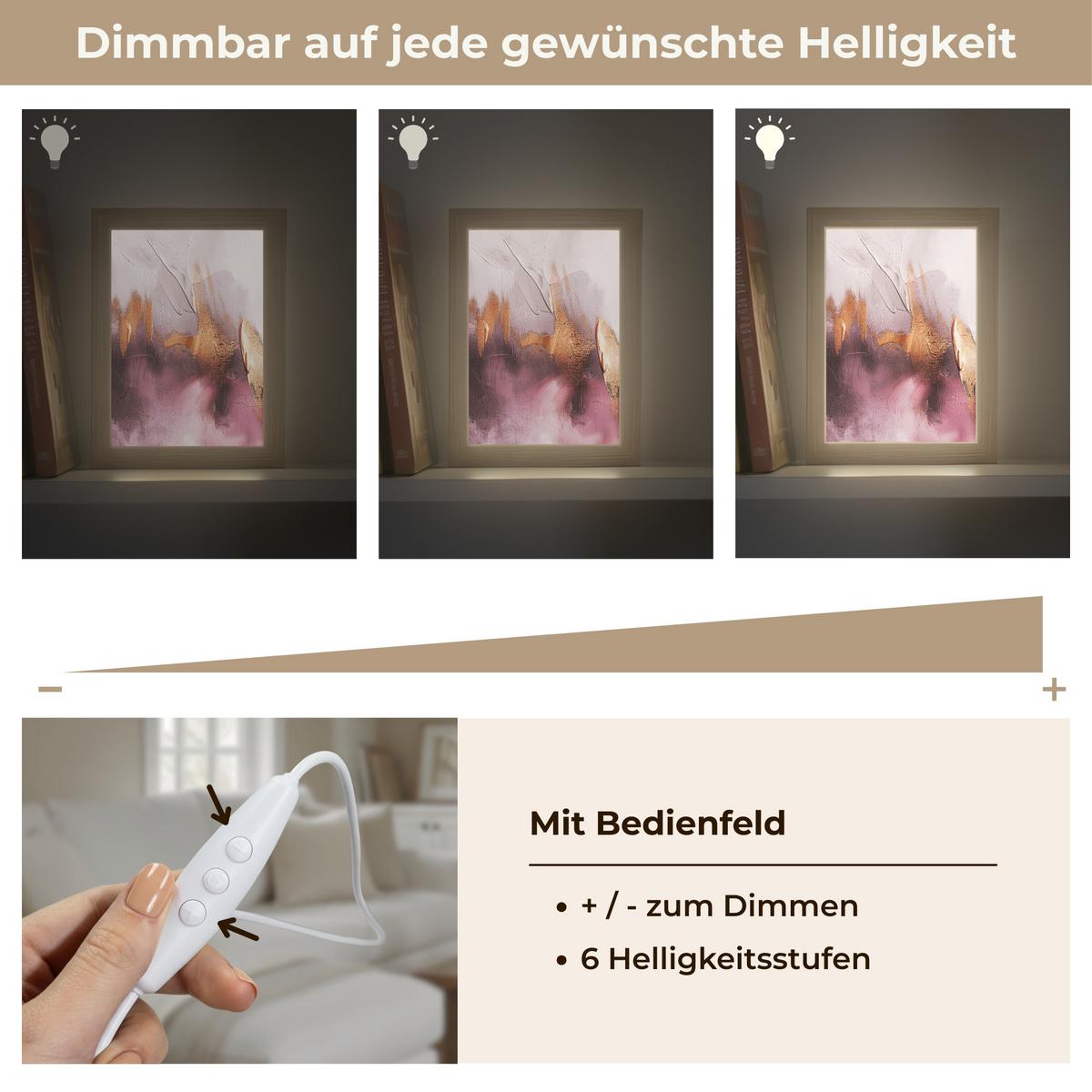 WANDLEUCHTE Lila - Abstrakt - Farbe - Gold 15x20 cm - Mauve, Holzwerkstoff (15/20/8cm) - OnlyWow
