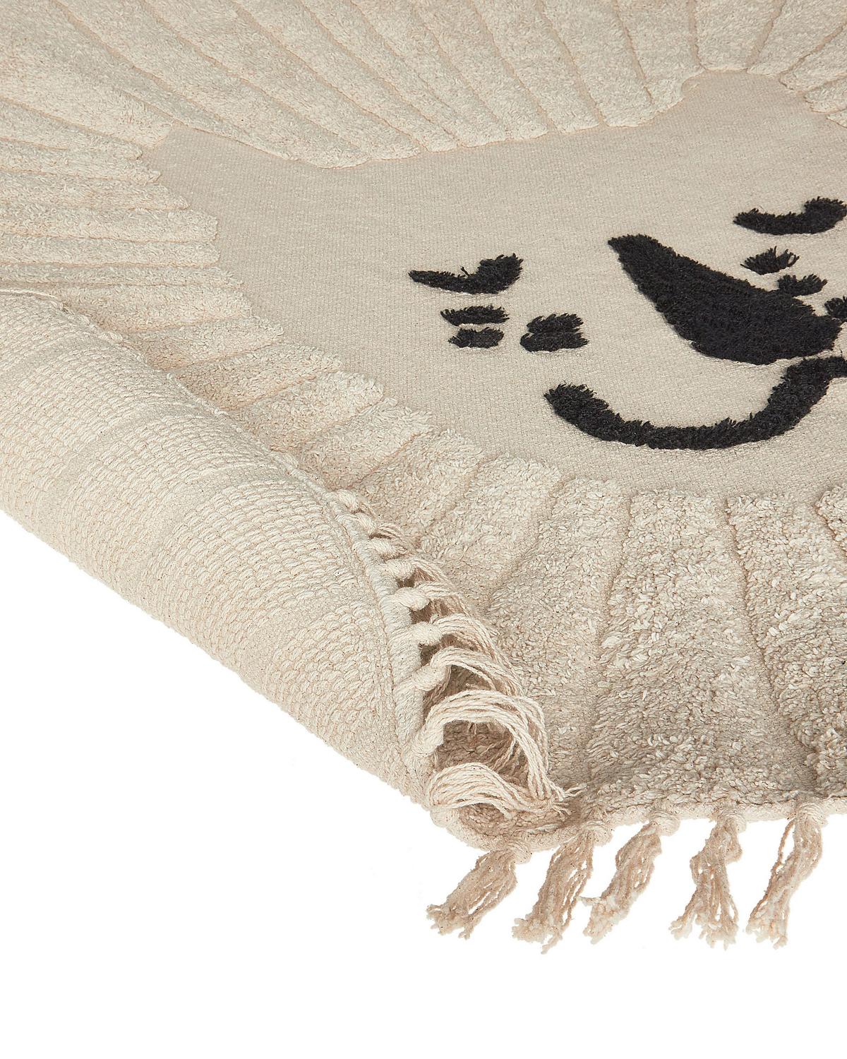 KURZFLOR-TEPPICH Beige 140 cm Badhani - Beige/Schwarz, Textil (140/140cm) - Beliani