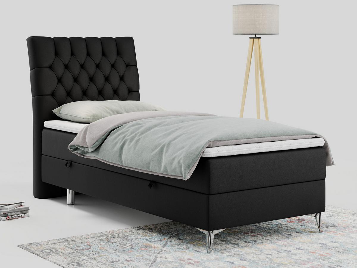 BOXBETT MILEN 90/200 Schwarz Kunstleder - H3 - Links Seite - Schwarz, Holz/Textil (90/200cm) - MKS