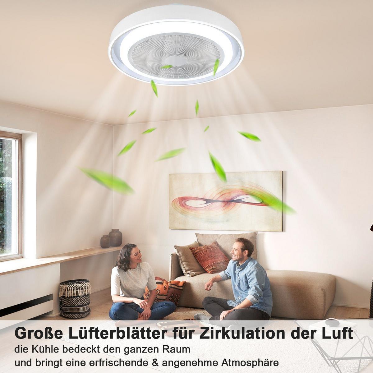 DECKENVENTILATOR Ennis II 50/50/21cm - Weiß, Metall (50/50/21cm) - Nettlife