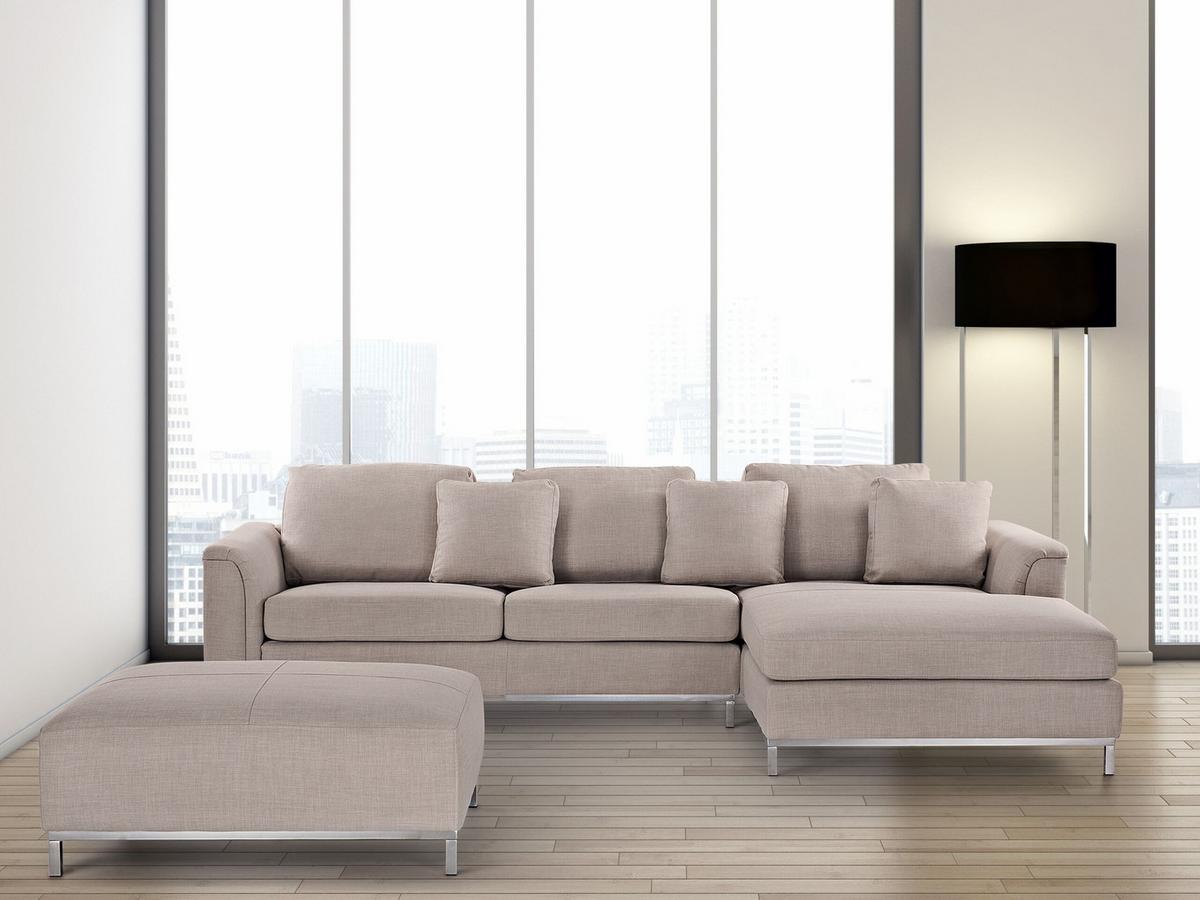 4-SITZER-ECKSOFA Polyester Beige rechtsseitig Oslo - Beige, Textil (270/151cm) - Beliani