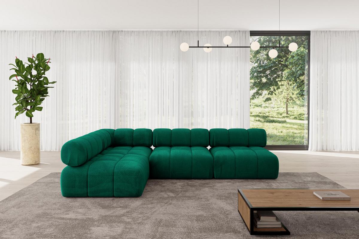 ECKSOFA modulares Sofa Samaro-L2 - 285x190x70 cm Dunkelgrün Velours - Dunkelgrün, Holzwerkstoff/Textil (285/190cm) - ALTDECOR