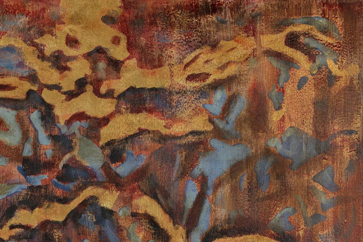 ACRYLBILD HANDGEMALT 100/70 cm - Blau/Rot, Holz/Textil (100/70cm) - KUNSTLOFT