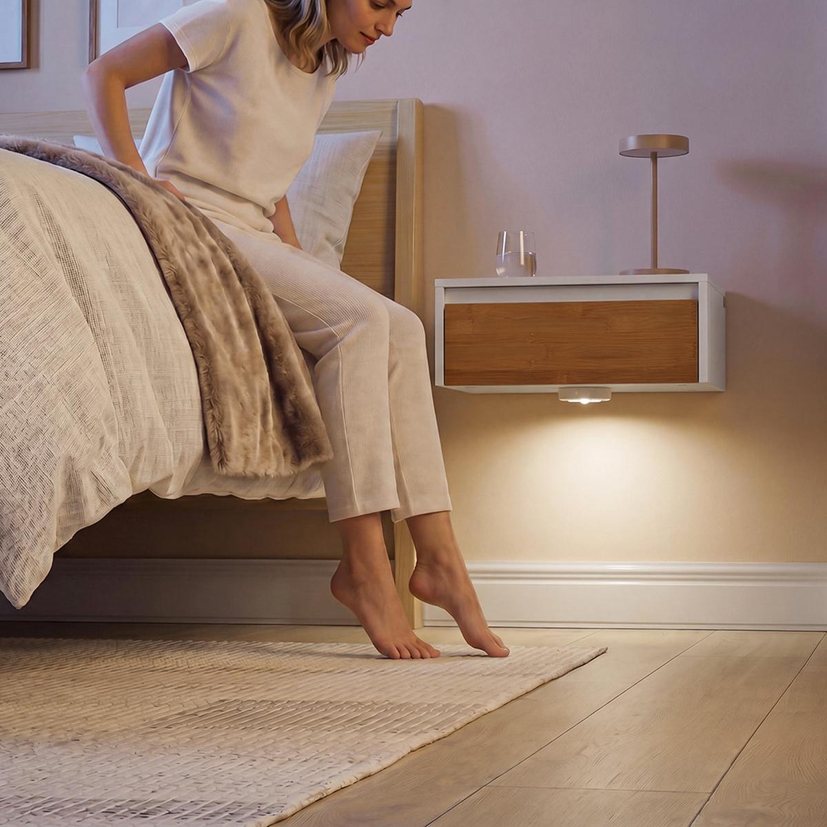 NACHTTISCH mit Schublade und LED-Licht FBT174-E-WN - Ahornfarben, Fell (40/11/30cm) - SoBuy