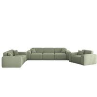 SOFASET Celes Premium 3-2-1 In Sven - Grün, Holzwerkstoff/Textil (218/73/90cm) - Fun Möbel