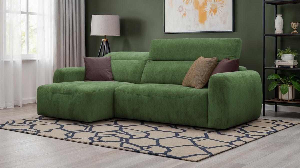ECKSOFA NERO 4-Sitzer, dunkelgrün - Dunkelgrün/Schwarz, Holz/Textil (272/81/159cm) - Wozimo