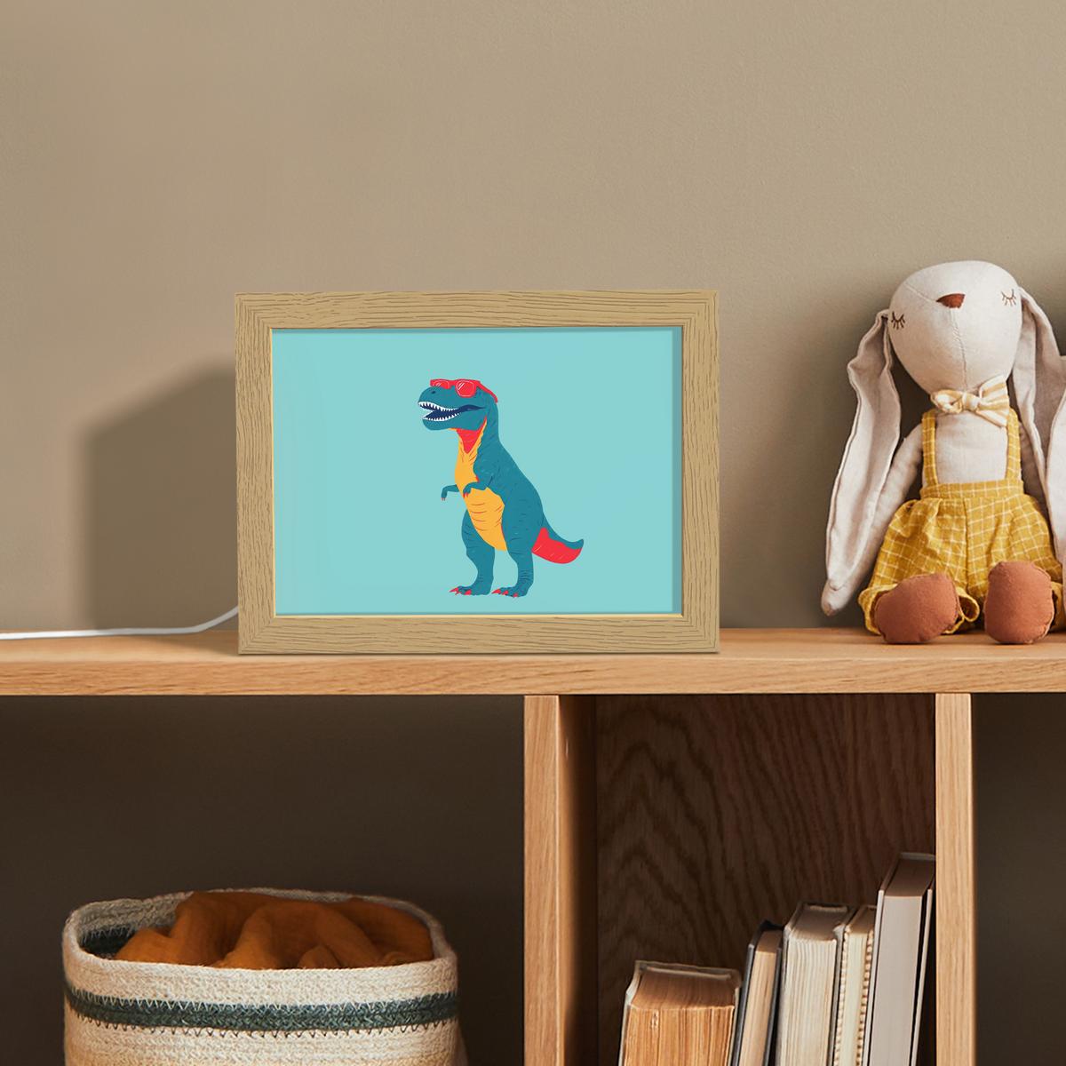 NACHTTISCHLAMPE Dinosaurier - Blau - Sonnenbrille 20x15 cm - Hellblau, Holzwerkstoff (8/20/15cm) - OnlyWow