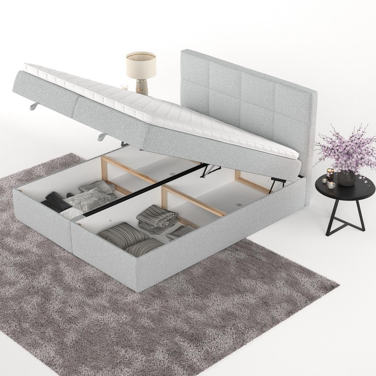 BOXBETT Velto 160/200 cm Hellgrau im Riva Stoff - Hellgrau/Schwarz, Holz/Holzwerkstoff (160/200cm) - AltaBeds