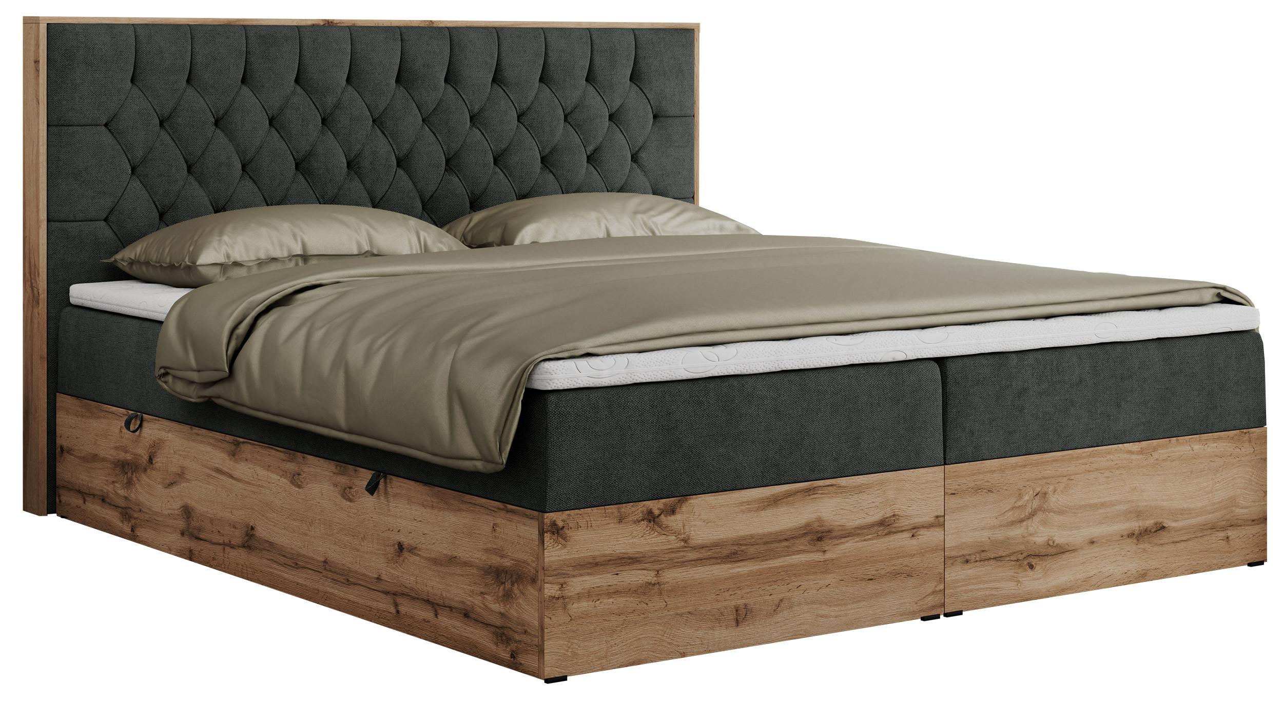 BOXBETT AMORE 160/200 Dunkelgrau Struktur - H3 - Dunkelgrau, Holz/Textil (160/200cm) - MKS