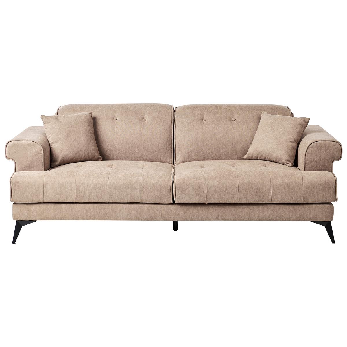 SOFA-SET 5-Sitzer Stoff Hellbraun Skive - Hellbraun/Schwarz, Textil (214/88/85cm) - Beliani