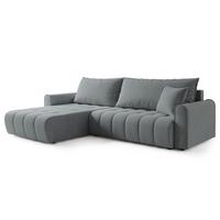 ECKSOFA FRIGA Grau Strukturstoff mit Schlaffunktion - Grau, Holz (283/185cm) - MASSENO