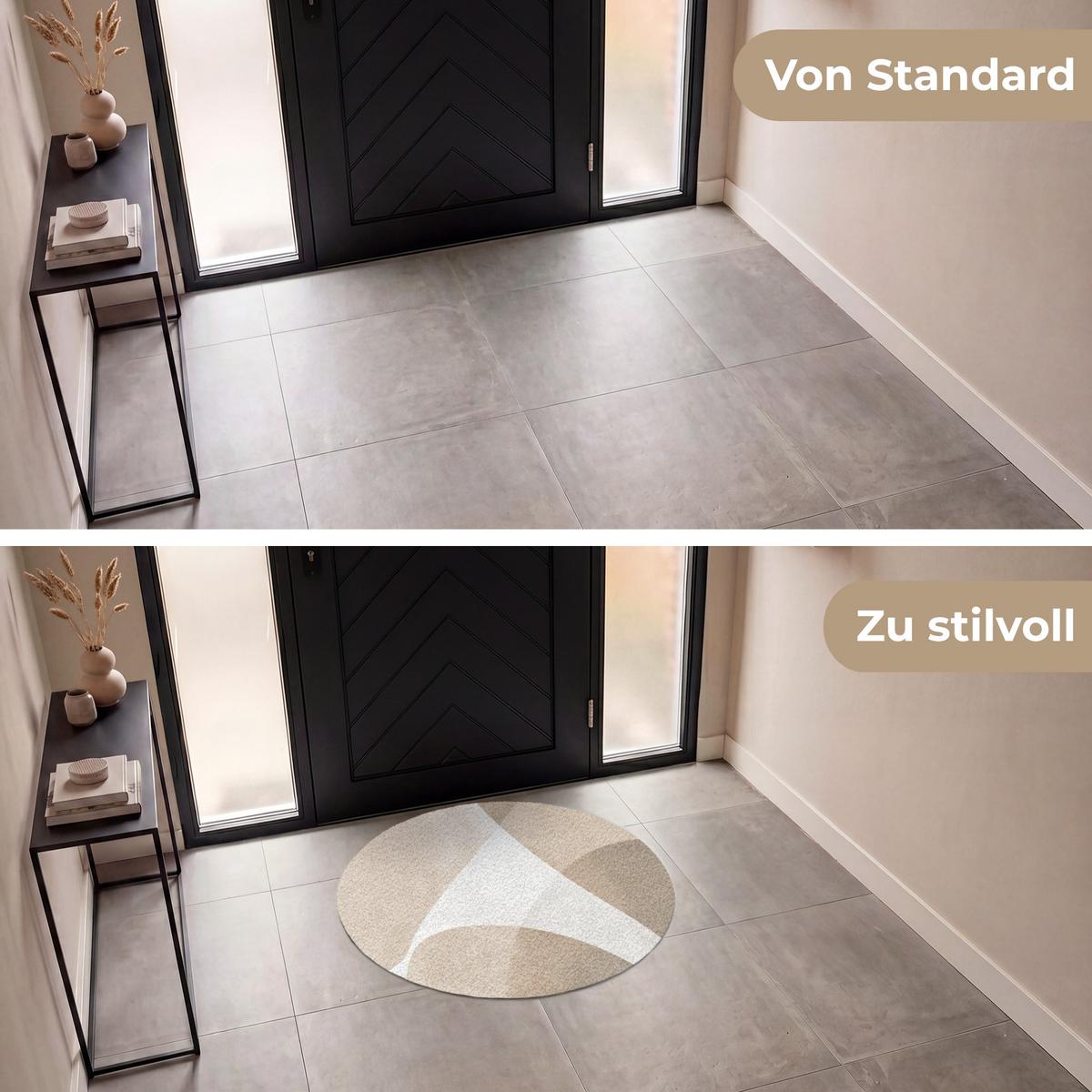 FUSSMATTE Glatte Oberflächen - Harmonisch - Wellenförmig Schmutzfangmatte 90x90 cm - Beige, Kunststoff (90/0.4cm) - MuchoWow
