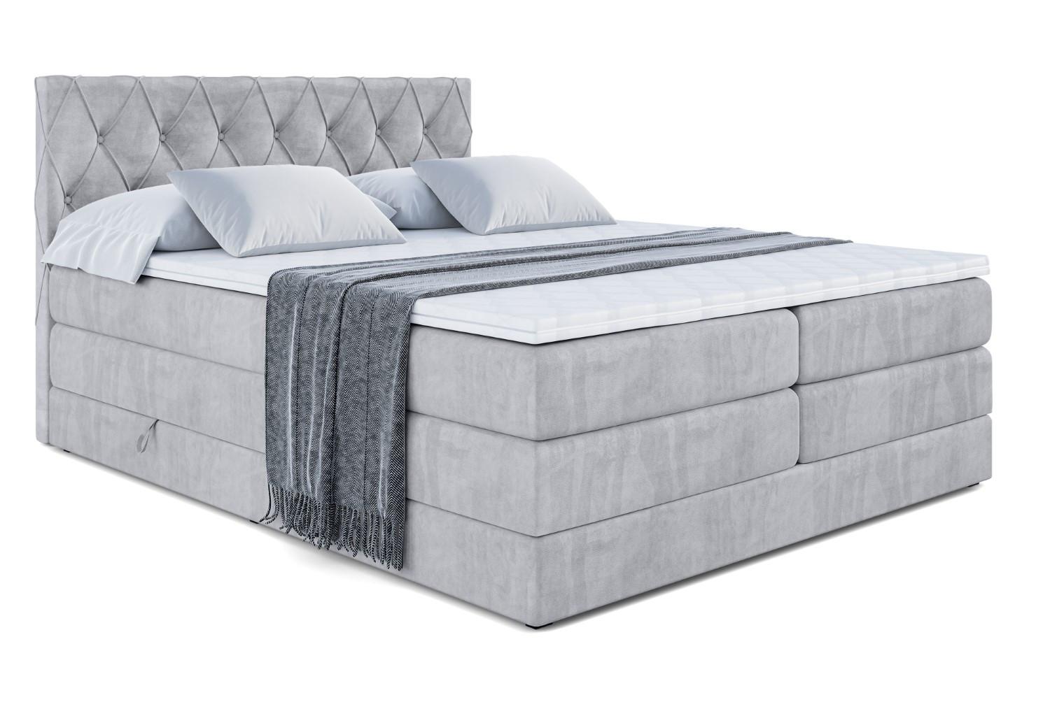 BOXSPRINGBETT AMAY-BZ KING - 140 x 200 - H3/H4 - Hellgrau - Hellgrau, Holzwerkstoff (140/200cm) - ALTDECOR