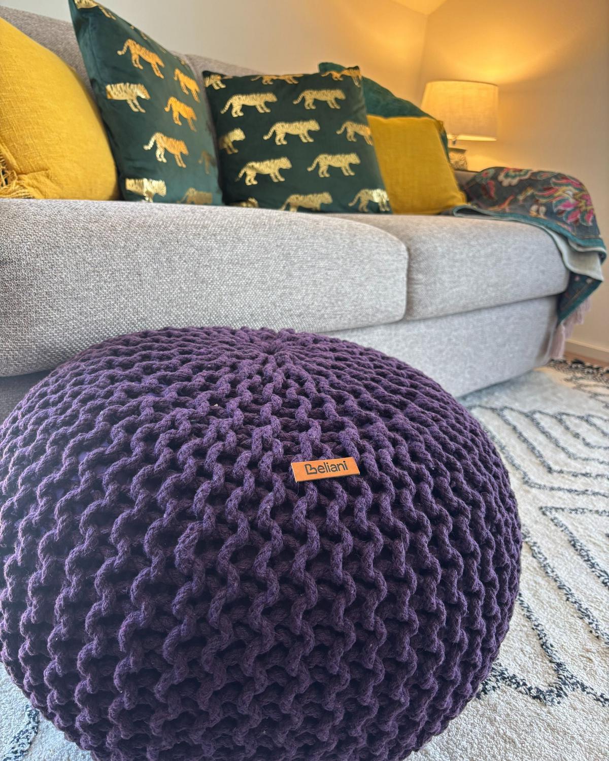 POUF Conrad 50/50/35 cm - Violett, Naturmaterialien/Textil (50/35/50cm) - Beliani
