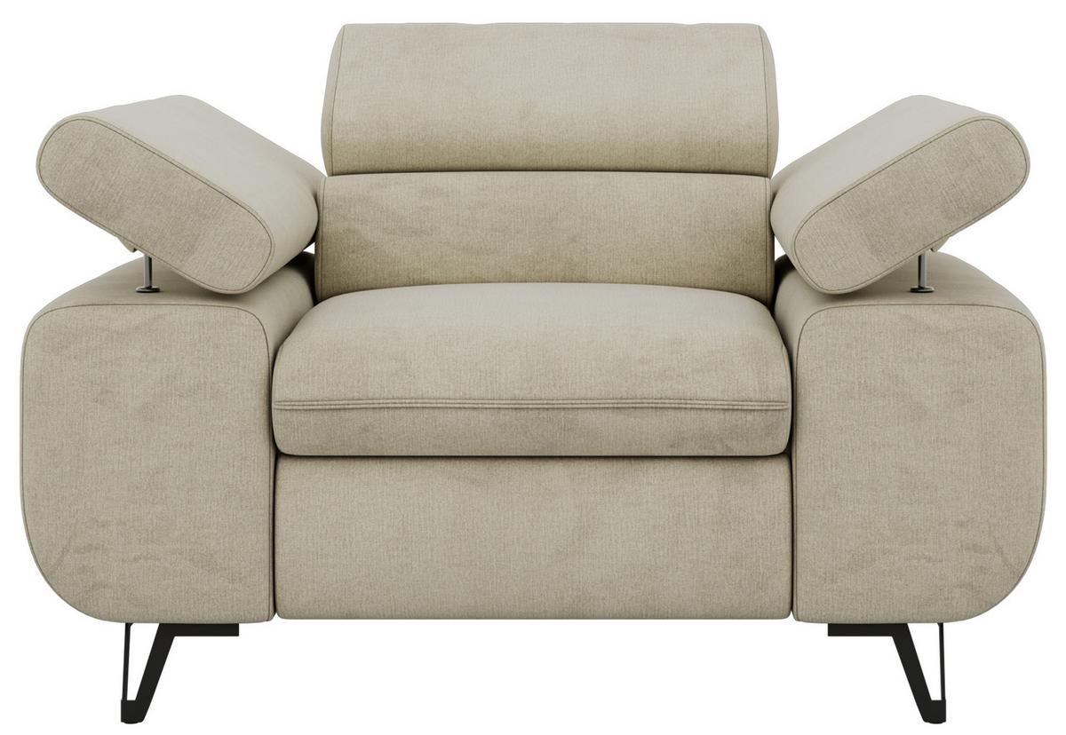 SESSEL PETER 1 - Beige Velvet - Beige/Schwarz, Textil/Metall (126/76/99cm) - MKS