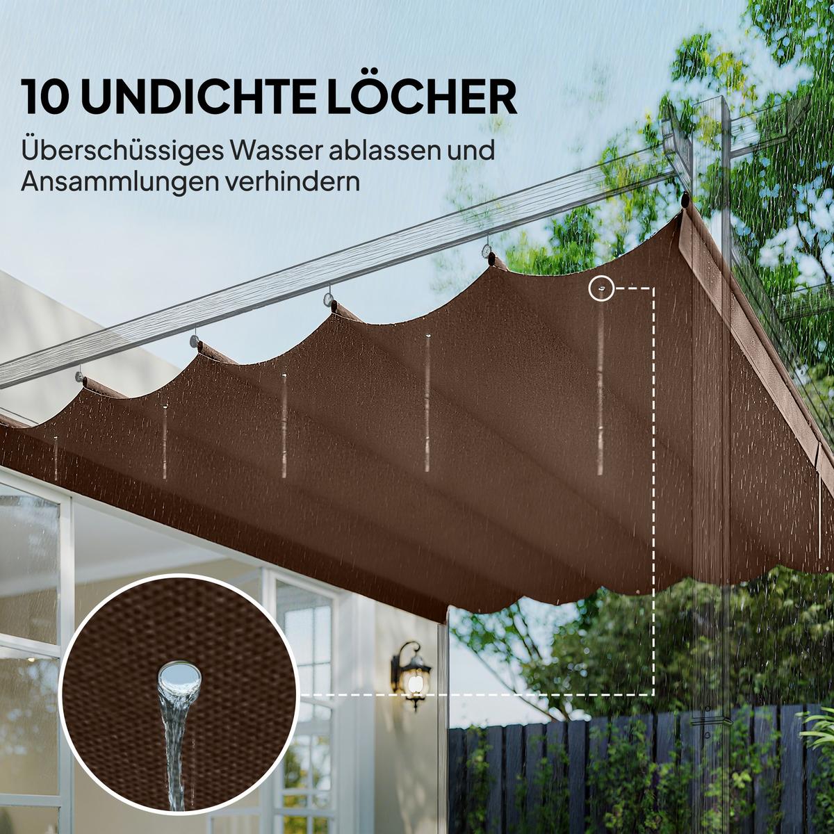 ERSATZDACH mit Regenabflusslöchern aus Polyester Kaffee - Dunkelbraun, Textil (255/6/250cm) - Outsunny