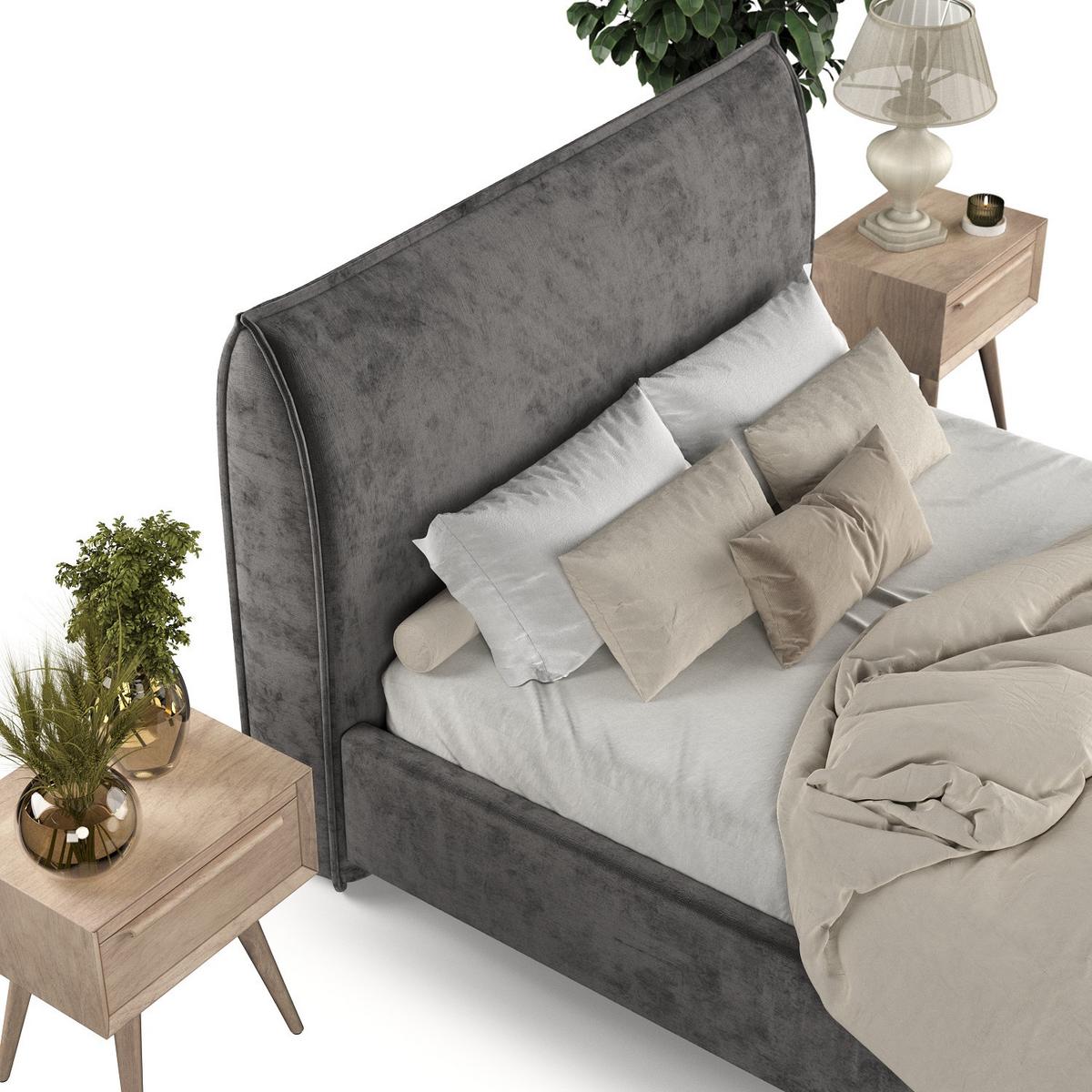 POLSTERBETT Mira 140/200 cm Anthrazit im Lotta Stoff - Anthrazit/Naturfarben, Holz/Holzwerkstoff (140/200cm) - AltaBeds
