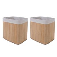 AUFBEWAHRUNGSKORB Braun, Cremeweiß 2er-Set - Creme/Braun, Holz (33/23cm) - MCW