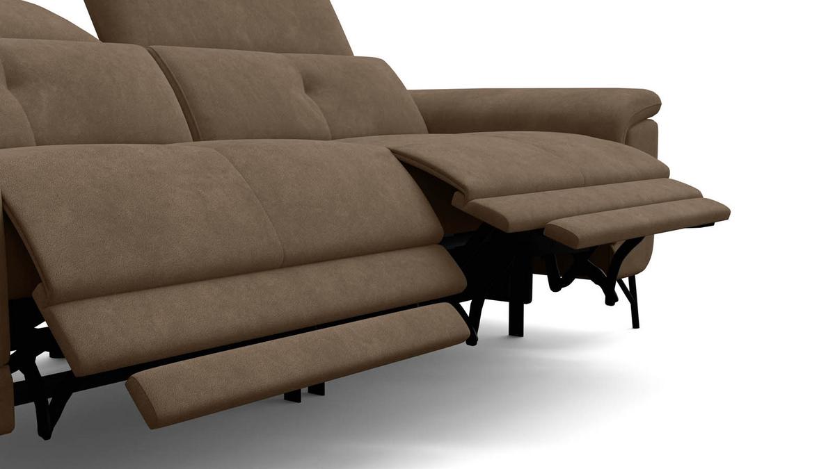 SOFA RELAX AVENA 3-Sitzer, brauner Veloursstoff - Schwarz/Braun, Holz/Textil (204/80/108cm) - Courtois Laville