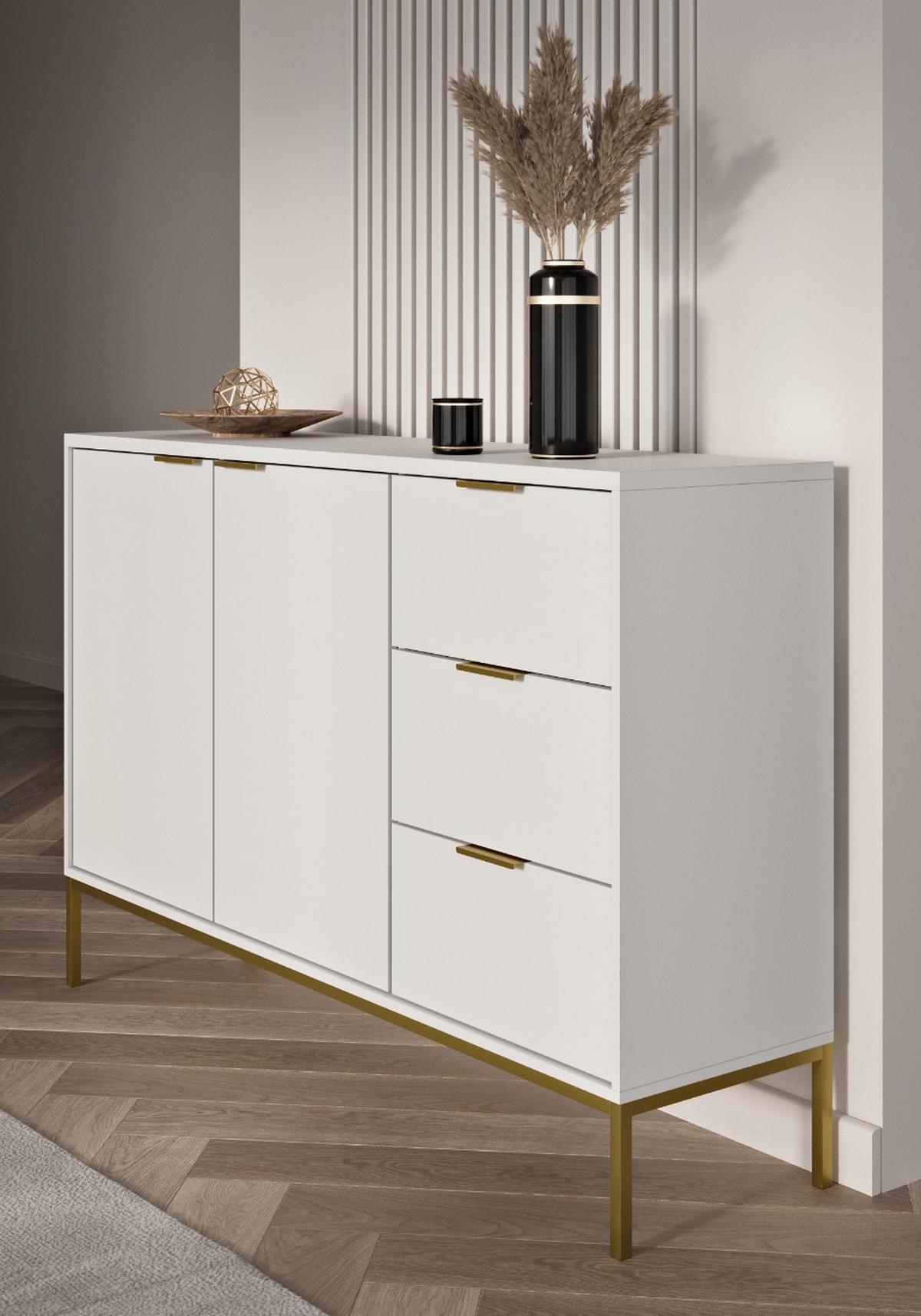 KOMMODE Austin 40/100,4/150 - Goldfarben/Weiß, Holzwerkstoff (40/100/150cm) - RAUMHIRSCH FURNITURE