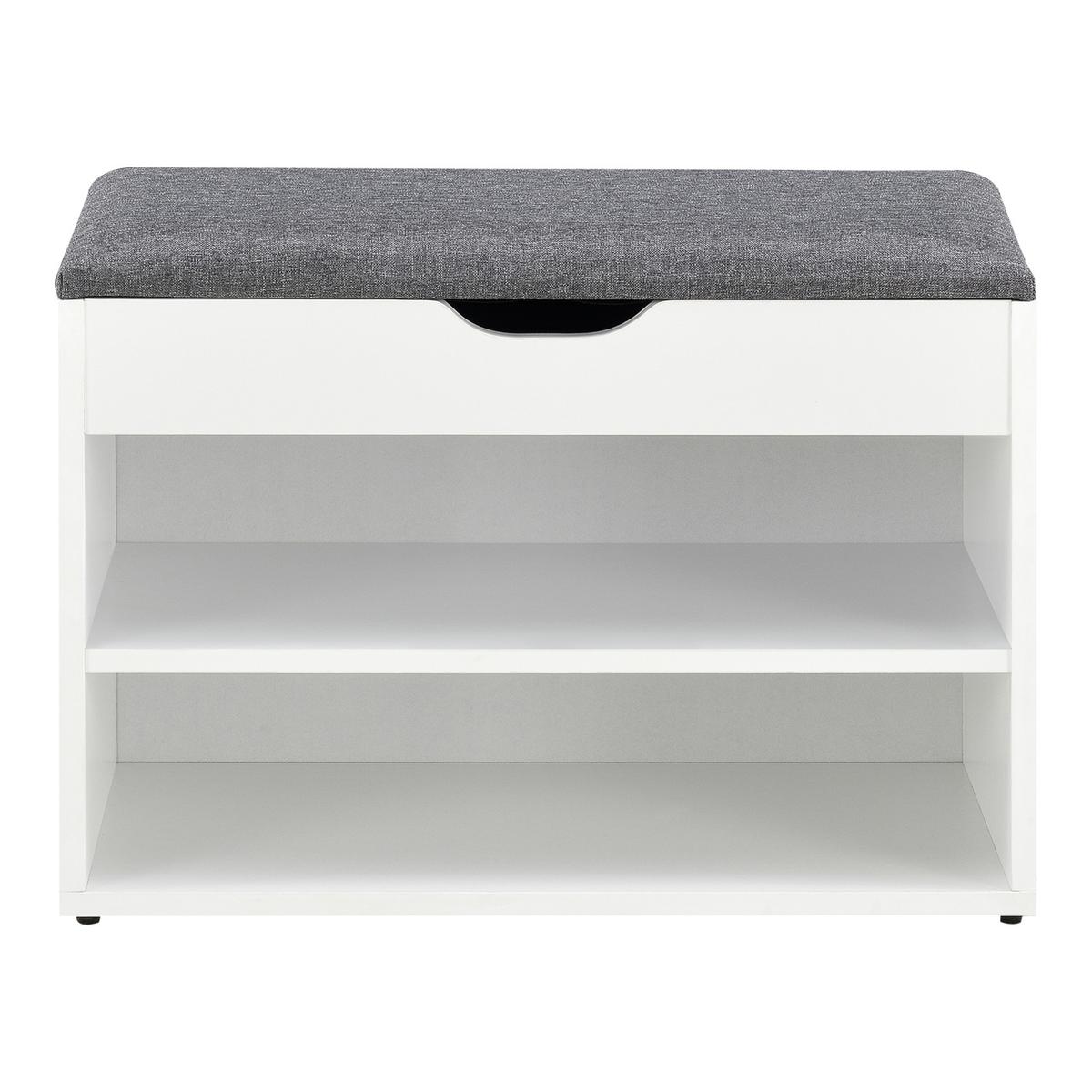 SCHUHBANK Gentofte - Weiß, Holzwerkstoff/Textil (60/46/30cm) - [en.casa]
