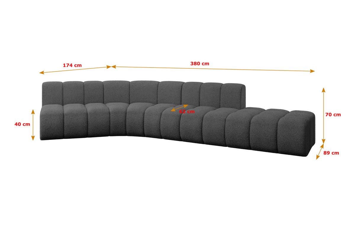 ECKSOFA modulares Sofa Brilo-L1 - 380x174x70 cm Grau - Grau, Holzwerkstoff/Textil (380/174cm) - ALTDECOR