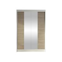 SCHWEBETÜRENSCHRANK Lino II - Weiß/Sonoma Eiche, Holzwerkstoff/Metall (120/200/58cm) - MIRJAN24