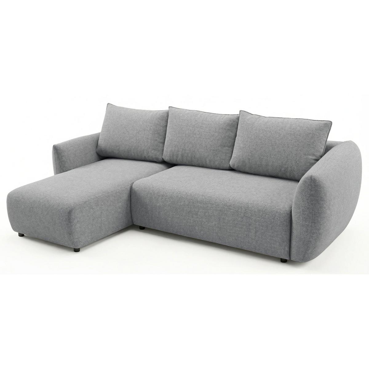 ECKSCHLAFSOFA Zordo GRAUER CHENILLE LINKS MIT ZWEI BETTKÄSTEN - Grau, Kunststoff/Textil (256/170cm) - Selsey