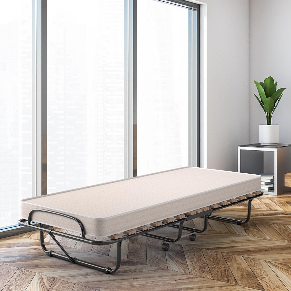 GASTEBETT Beige - Beige, Metall - COSTWAY