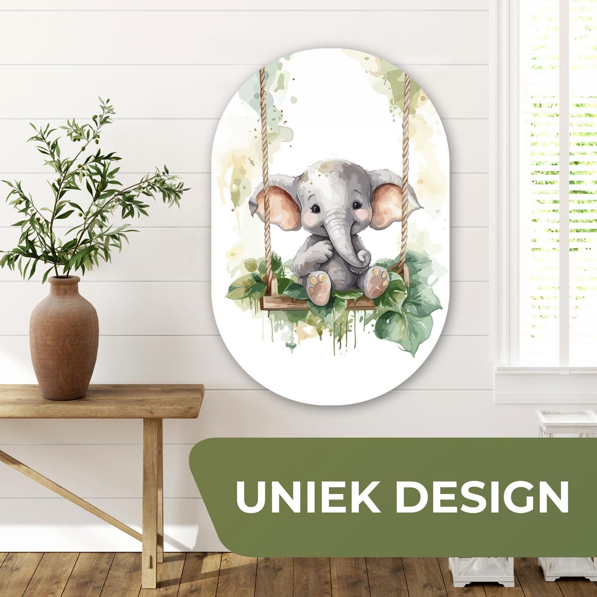 WANDBILD Elefant - Tier - Kinder - Dschungel Wanddeko Schlafzimmer 60x90 cm - Hellgrau, Kunststoff (60/90cm) - MuchoWow