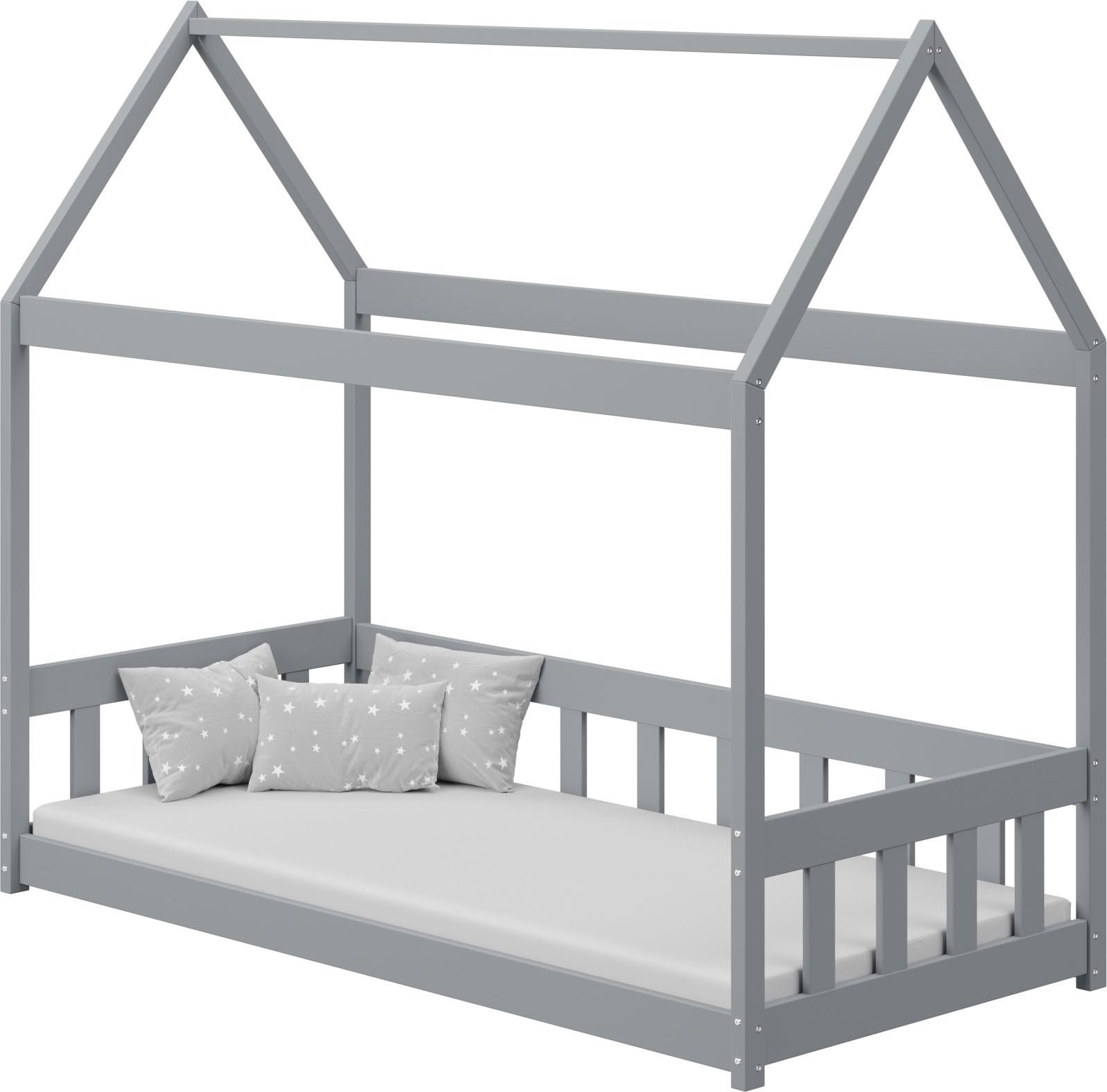 HAUSBETT Domi aus Holz, Grau 80x180 cm - Grau, Holz (180/80cm) - WFL GROUP