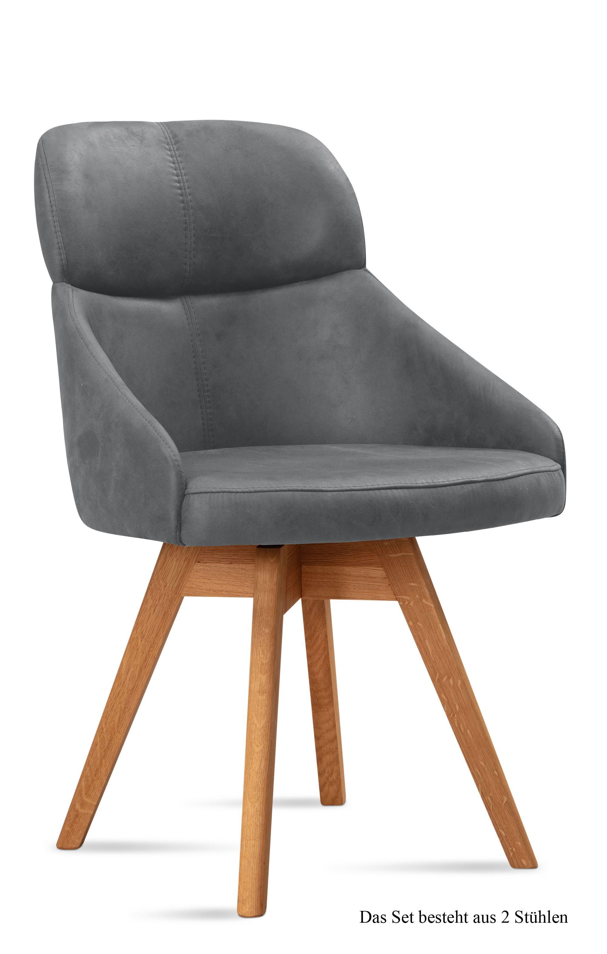 ESSZIMMERSTUHL drehbar (2er-Set) Drala 52x82x63 Eiche geölt/Grau - Eichefarben/Grau, Kunststoff (63/82/52cm) - 58aufmkessel