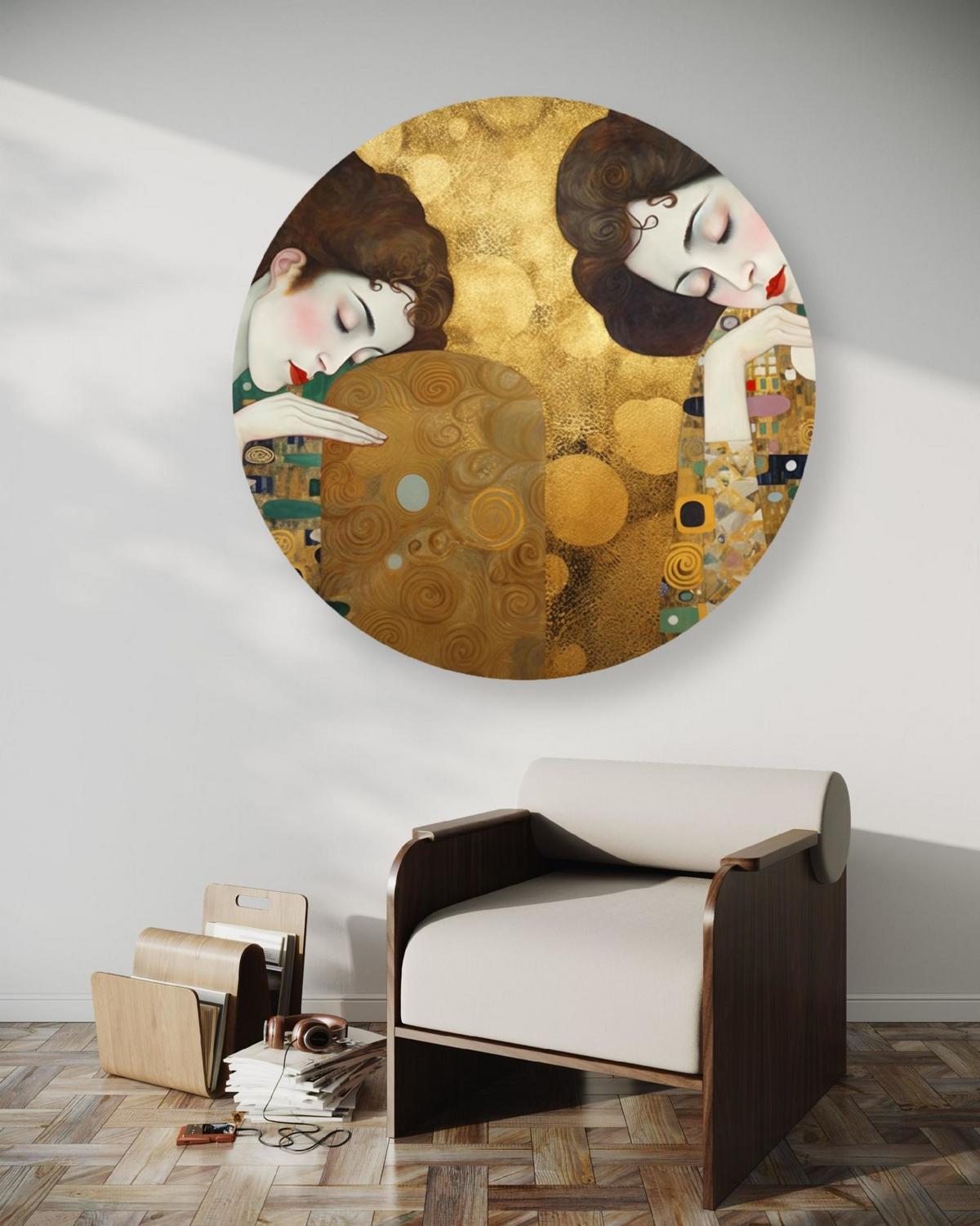 RUNDES BILD Gold 60/60 cm - Goldfarben, Textil (60/60cm) - KUNSTLOFT